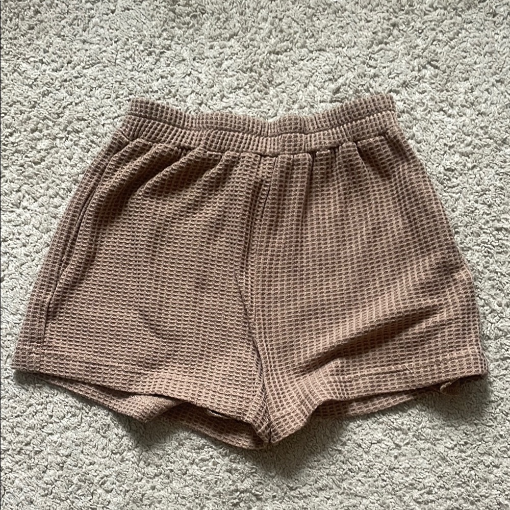 Princess Polly Brown Waffle Knit Athletic Shorts